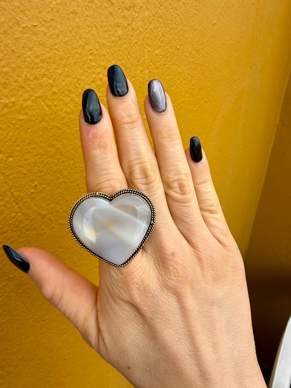 Luna Blanca — White Agate Heart Ring