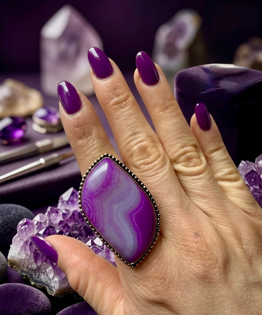 Crepúsculo — Purple Banded Agate Ring