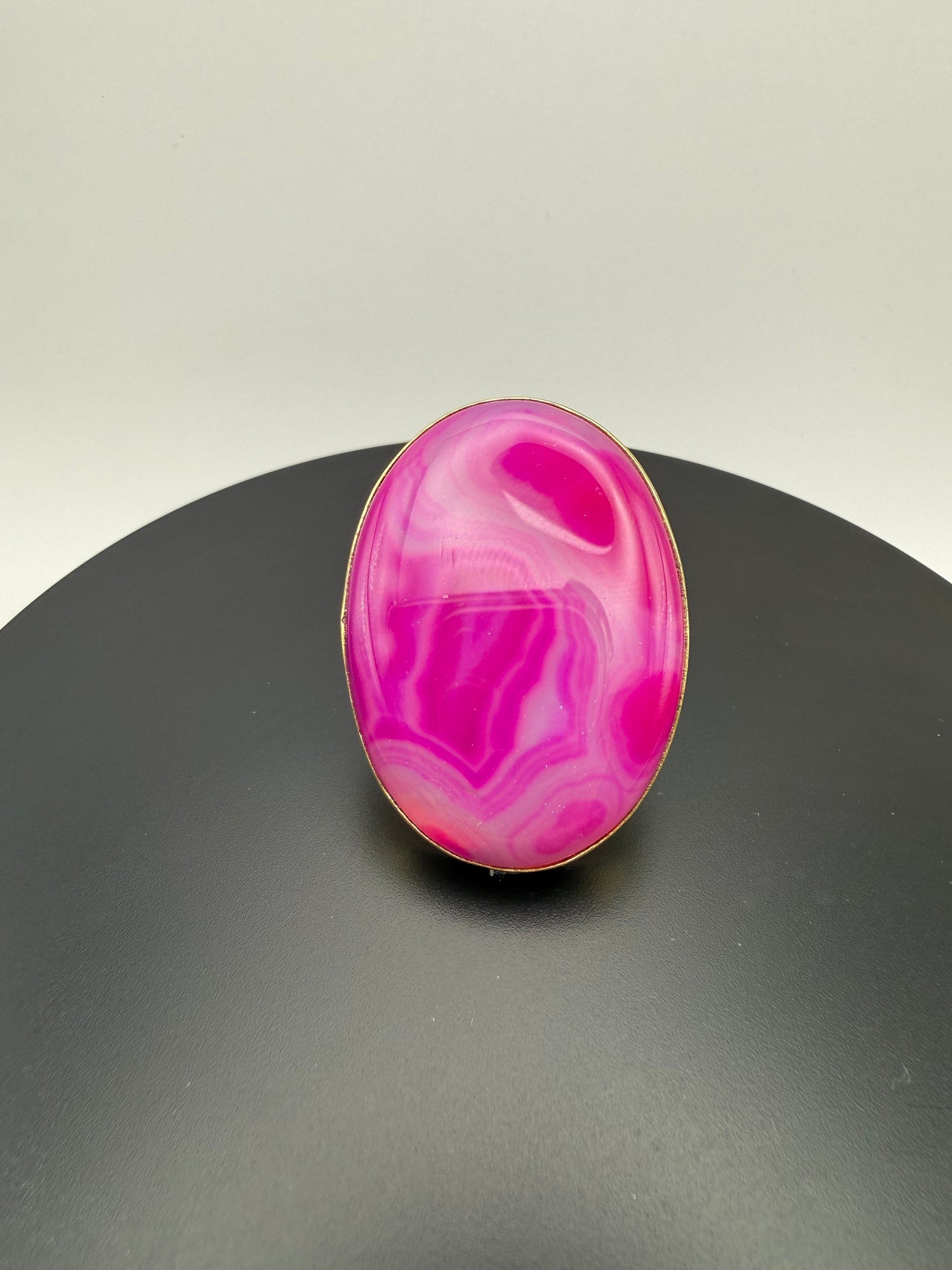 Rosa Salvaje — Wild Pink Banded Agate Ring
