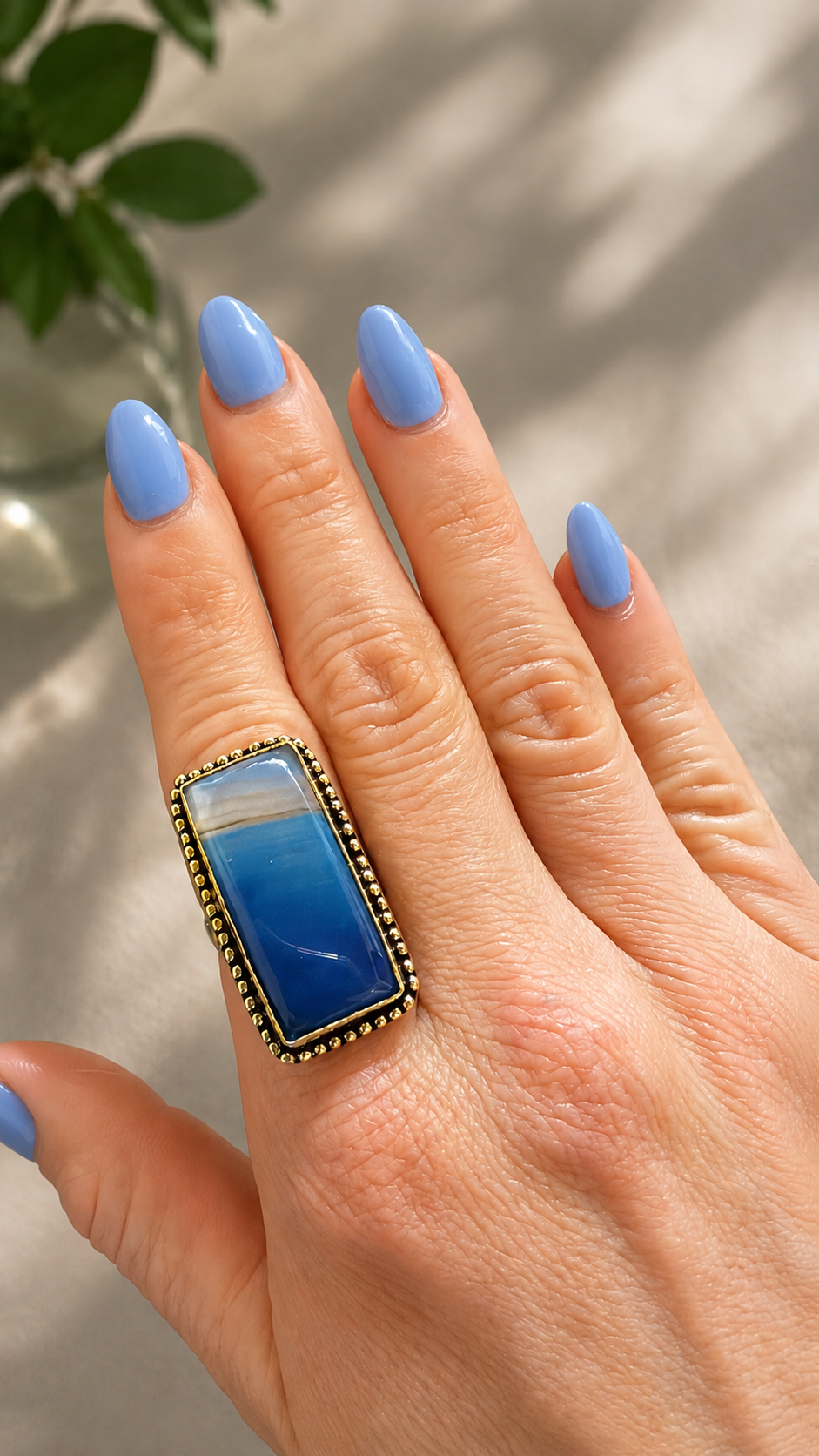 Horizonte — Ombre Blue Agate Rectangle Ring