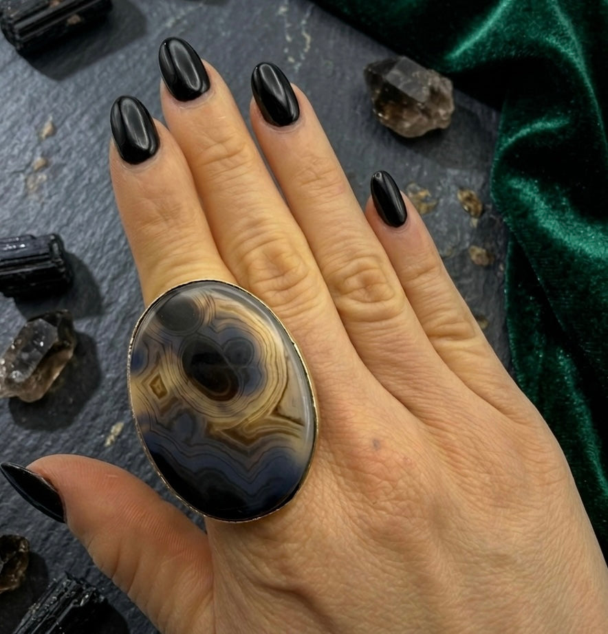Mandala — Botswana Agate Eye Ring