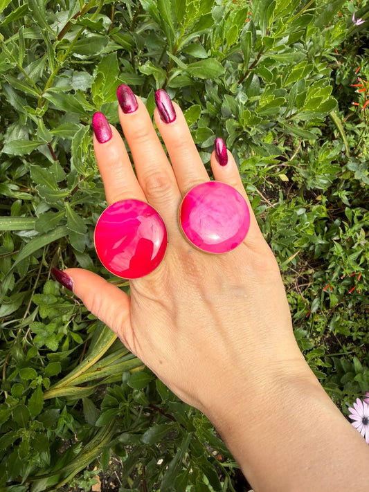 Fucsia — Pink Agate Statement Ring
