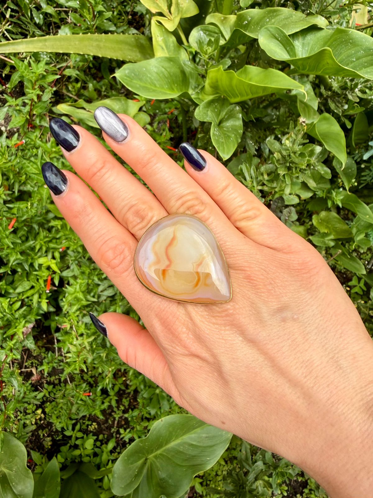 Miel del Sol — Honey Carnelian Teardrop Ring