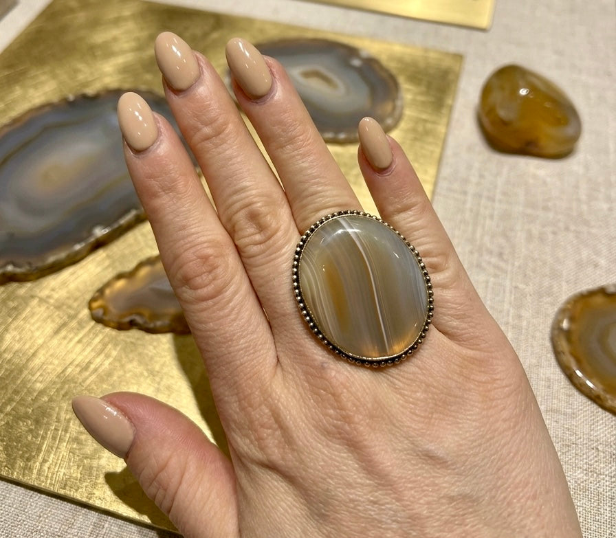 Piedra de Río — Natural Grey Agate Ring