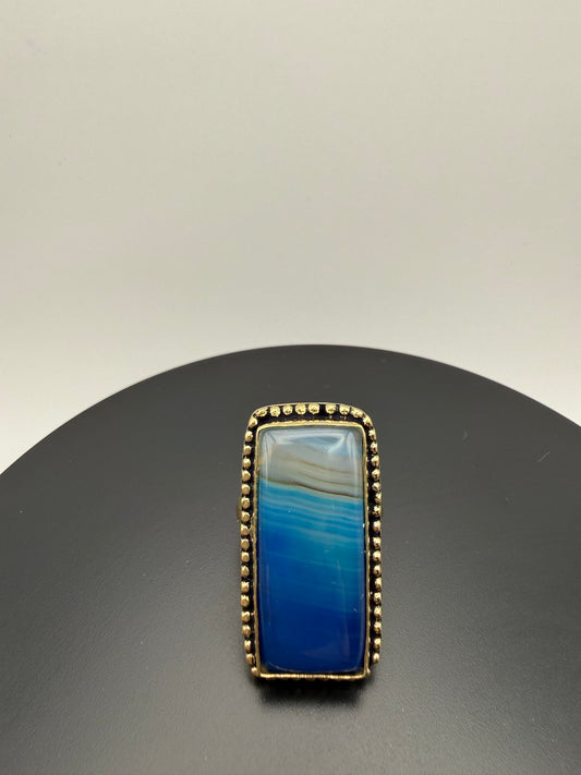Horizonte — Ombre Blue Agate Rectangle Ring