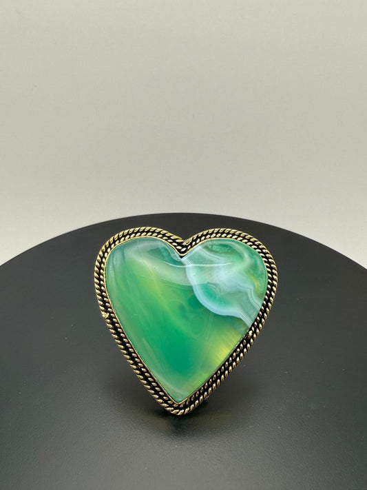 Esperanza — Green Heart Agate Ring
