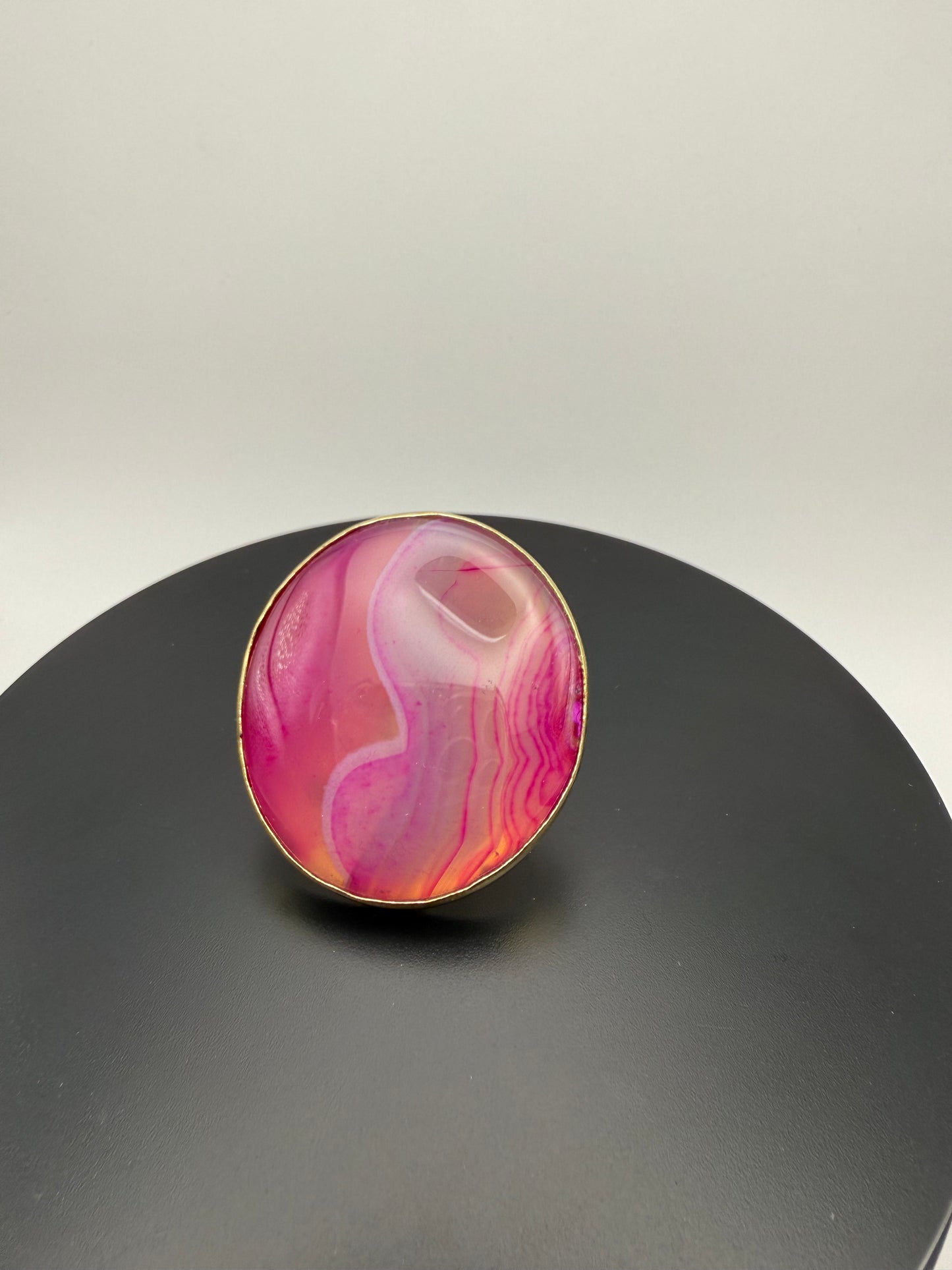 Galaxia — Pink & Purple Swirl Agate Round Ring