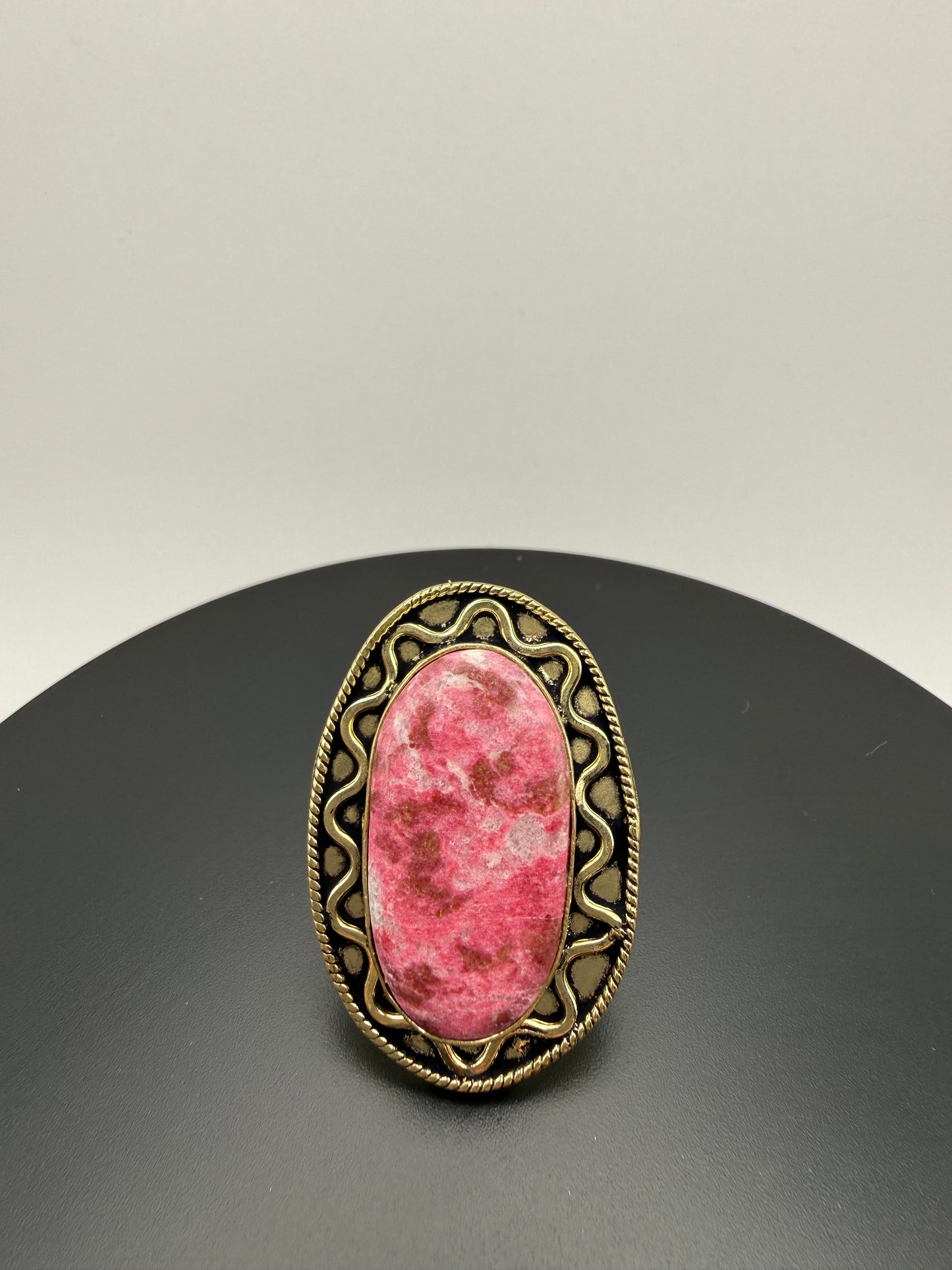 Rosa de los Andes — Pink Rhodonite Statement Ring