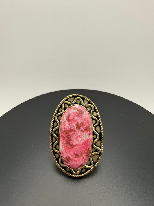 Rosa de los Andes — Pink Rhodonite Statement Ring