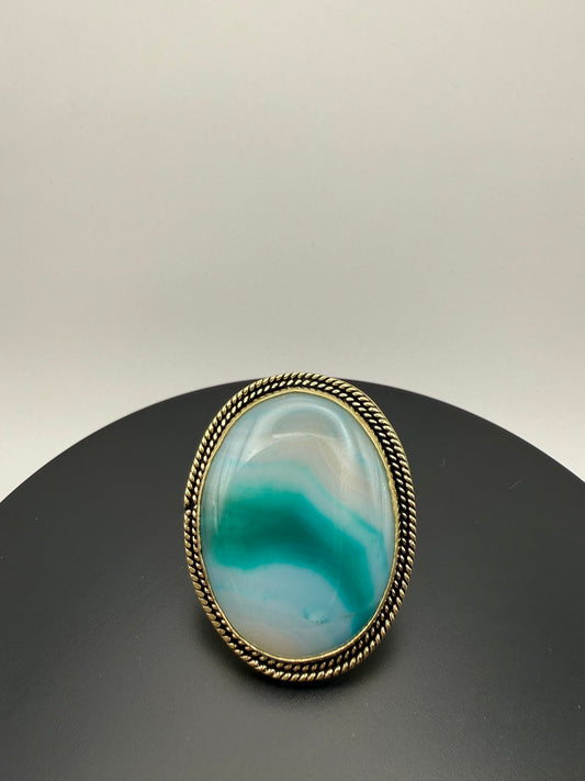 Laguna — Aqua-Green Agate Ring